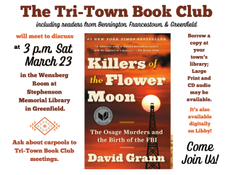 March Tri-Town Book Club