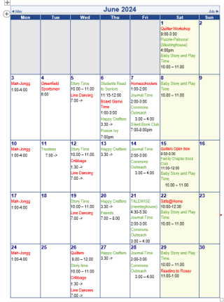 June 2024 Activity Calendar